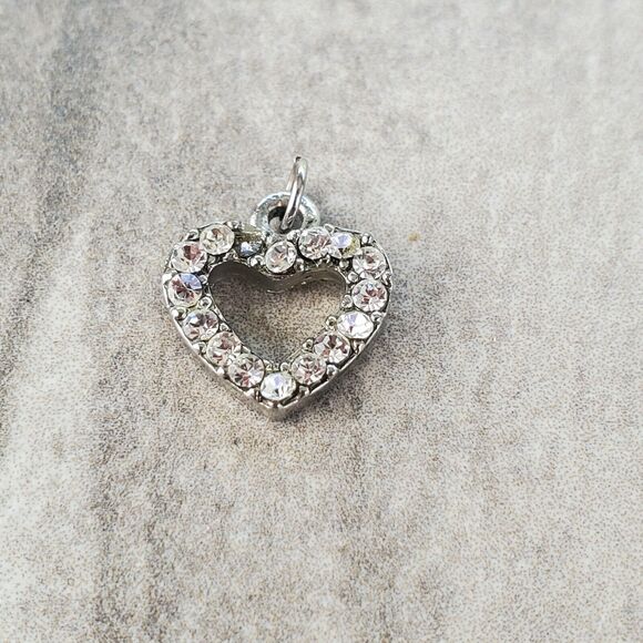 Heart Pendant With Simulated Shiny Stones 3/8" - Picture 1 of 3